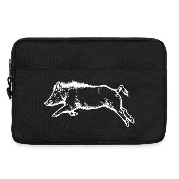 Wild boar jumping (white) - Laptop bag 13" - black - Front