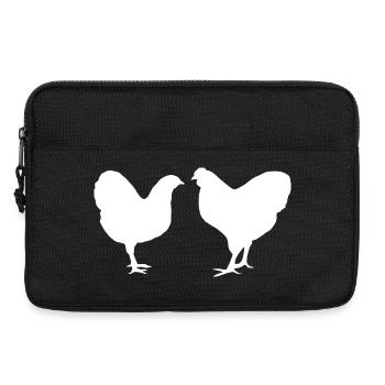Hühner Fans -  Hahn - Gockel - Küken - Wyandotten - Laptoptasche 13" - Schwarz - Vorne