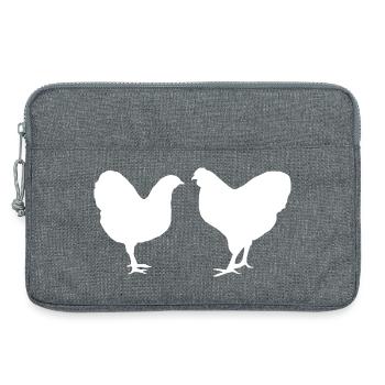 Fans de poulet - Coq - Coq - Poussins - Wyandotten - Sacoche pour ordinateur portable 13 pouces - gris chiné - Devant