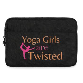 Les filles du yoga sont tordues - Drôle de jeu de mots et namasté sur le yoga - Sacoche pour ordinateur portable 13 pouces - noir - Devant