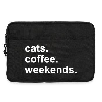 Coffee Cats Wochenenden süßes Kawaii Koffein-Geschenk - Laptoptasche 13" - Schwarz - Vorne