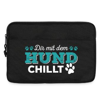 Der Mit Dem Hund Chillt Hundebesitzer Herrchen - Laptoptasche 13" - Schwarz - Vorne