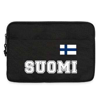 FINNLAND - SUOMI Trikot Look - Flagge auf Brust - Laptoptasche 13" - Schwarz - Vorne