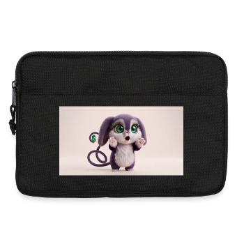 Créature mignonne et mignonne surprise aux grands yeux verts - Sacoche pour ordinateur portable 13 pouces - noir - Devant