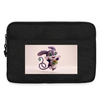 Cute fluffy purple 3D character holding a green gi - Laptoptasche 13" - Schwarz - Vorne