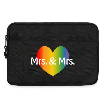 Rainbow Mrs and Mrs rainbow heart lesbian LGBT - Laptop bag 13" - black - Front
