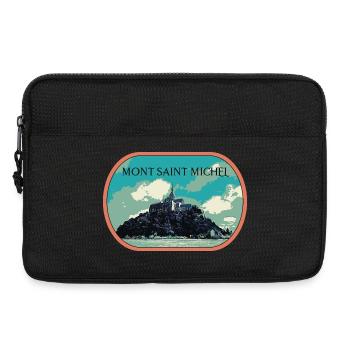 Illustration in Blau und Grün des Mont Saint Michel - Laptoptasche 13" - Schwarz - Vorne