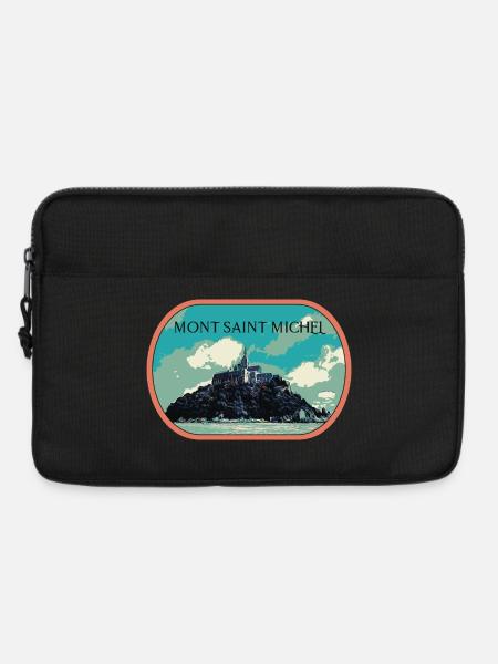Illustration in Blau und Grün des Mont Saint Michel - Laptoptasche 13" - Schwarz