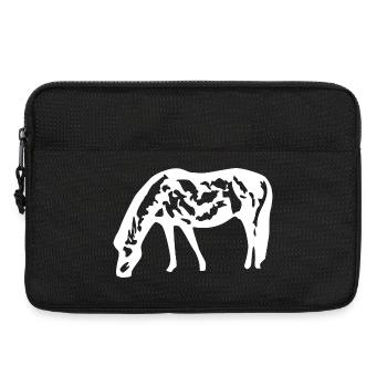 cheval blanc cheval blanc t-shirt cadeau cavalier - Sacoche pour ordinateur portable 13 pouces - noir - Devant