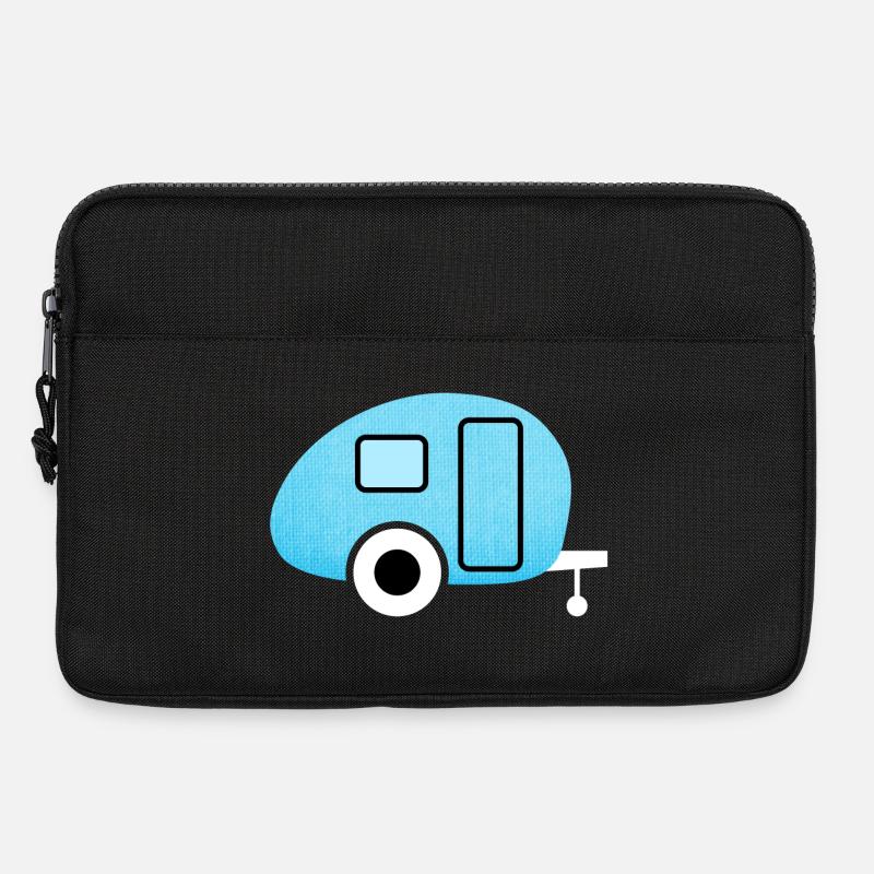 Caravan Wohnwagen Canvas Leinen Camping Camper - Laptoptasche 13" - Schwarz