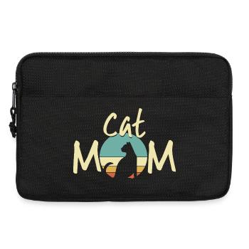Cat Mom Sunset Illustration - Kitten Lover Gift - Laptop bag 13" - black - Front