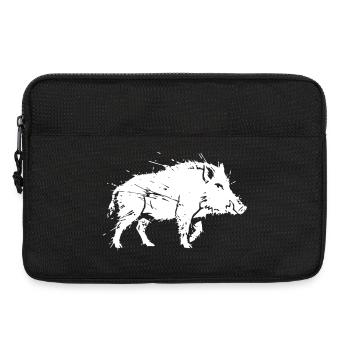Wild Boar Grunge Scratch Hunting Vector - Laptop bag 13" - black - Front