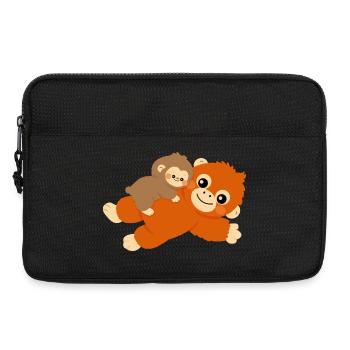 Baby Monkey and plushie - Laptop bag 13" - black - Front