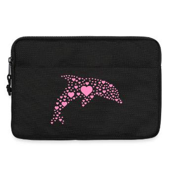 Delfin mit kleinen Herzen - Laptoptasche 13" - Schwarz - Vorne