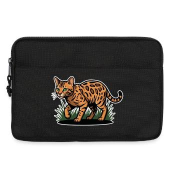 Vintage Forest Marauding Spotted Bengal Cat - Laptop bag 13" - black - Front