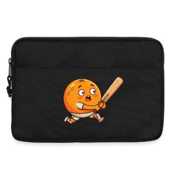 Drôle d’orange faisant une prise de baseball caricaturale - Sacoche pour ordinateur portable 13 pouces - noir - Devant
