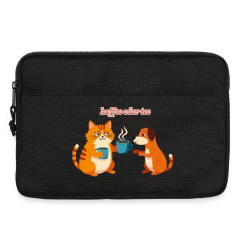 Kaffee oder Tee? Lustige Katze und Hund Bürohumor - Laptoptasche 13" - Schwarz - Vorne