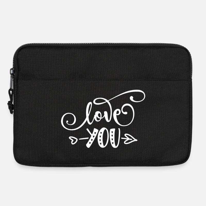 Ich liebe dich Charme zwischen Herzen und Pfeilen Muster - Laptoptasche 13" - Schwarz