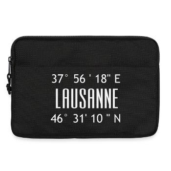 Lausanne Coordinates Typo Graphic - Laptop bag 13" - black - Front
