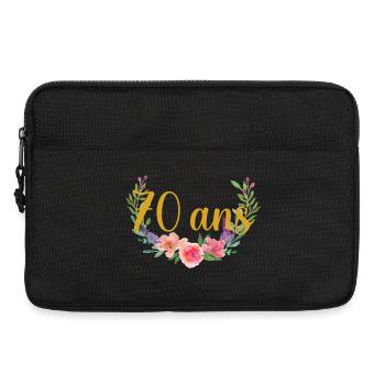 anniversaire fleurs âge 70ans - Sacoche pour ordinateur portable 13 pouces - noir - Devant