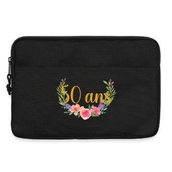 age anniversaire fleurs 50 ans - Sacoche pour ordinateur portable 13 pouces - noir - Devant