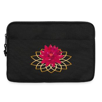 fleur de lotus rouge vif avec ornement floral - Sacoche pour ordinateur portable 13 pouces - noir - Devant