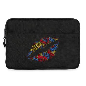 Kiss Kiss Kuss Bisou Beso Word Cloud T-Shirt - Sacoche pour ordinateur portable 13 pouces - noir - Devant