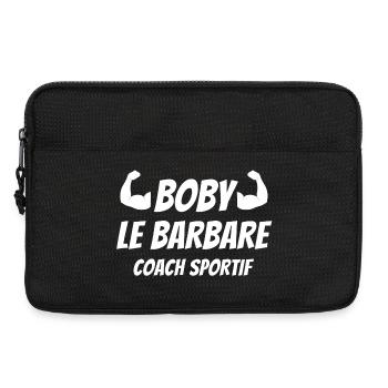 prof de fitness, salle de muscu, boby le barbare - Sacoche pour ordinateur portable 13 pouces - noir - Devant
