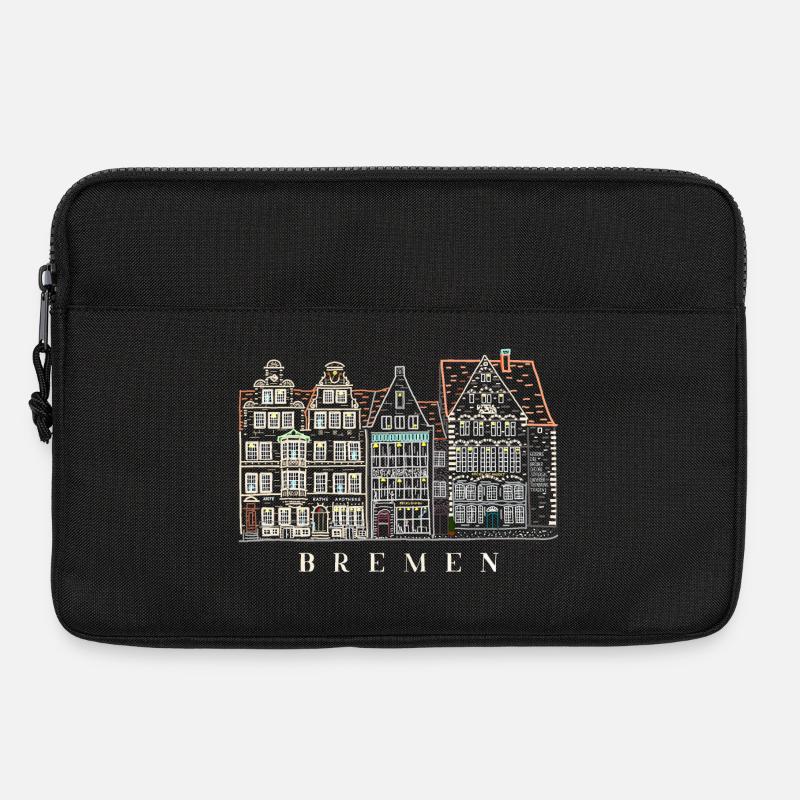 Bremen, Deutschland, Zeichnung Häuserfassaden - Laptoptasche 13" - Schwarz