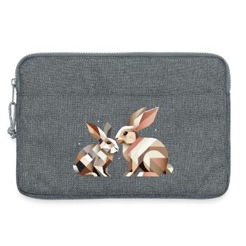 Two rabbits in geometric representation - Laptop bag 13" - heather grey - Front
