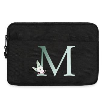 M Monogram, Floral, Personnalisable - Sacoche pour ordinateur portable 13 pouces - noir - Devant
