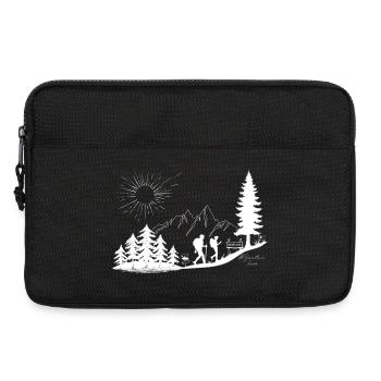 Sunrise over mountain landscape with hikers - Laptop bag 13" - black - Front