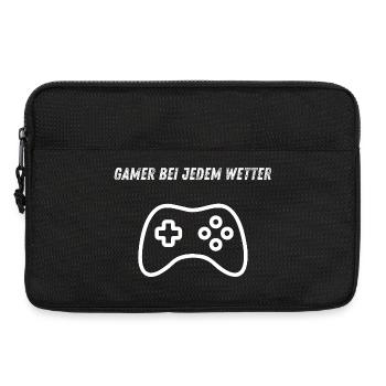 Gamer Shirt – Zocker bei jedem Wetter - Laptoptasche 13" - Schwarz - Vorne
