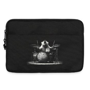 Wilder Bär spielt Schlagzeug Rock Musik Geschenk - Laptoptasche 13" - Schwarz - Vorne