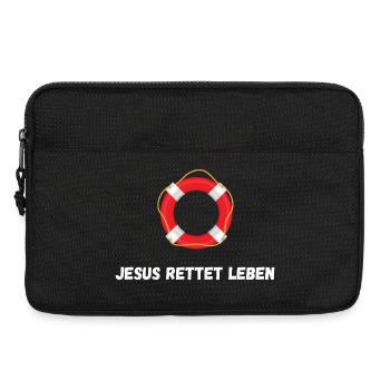 Jesus Saves Lives - Lifebuoy - Faithshirt - Laptop bag 13" - black - Front