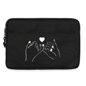Holding hands heart in line style - Laptop bag 13" - black - Front