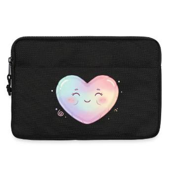 Cœur pastel avec un sourire mignon, symbole de cœur, mignon - Sacoche pour ordinateur portable 13 pouces - noir - Devant