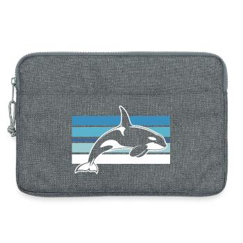 Orca im Ozeanstreifen - Laptoptasche 13" - Grau meliert - Vorne