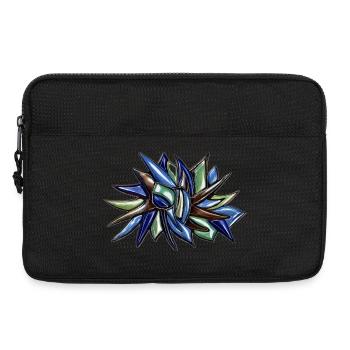 Blue-green fragment flower - Laptop bag 13" - black - Front