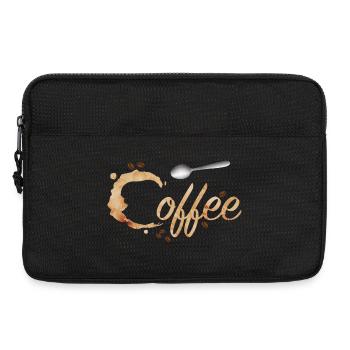 Coffee stain typography with coffee beans and spoons - Laptop bag 13" - black - Front