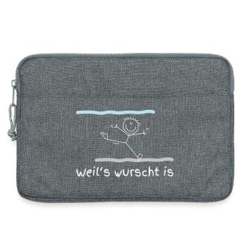 Weil's wurscht is! - Laptoptasche 13" - Grau meliert - Vorne