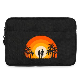 Sommer Sonnenuntergang Palme Strand Ozean Paradies Liebe - Laptoptasche 13" - Schwarz - Vorne
