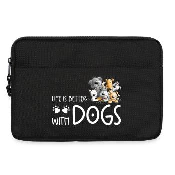 Chien Caca de chien La vie du chien est meilleure avec les chiens - Sacoche pour ordinateur portable 13 pouces - noir - Devant