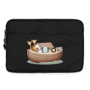 Niedliche Tierillustration – Arche Noah mit Tieren - Laptoptasche 13" - Schwarz - Vorne