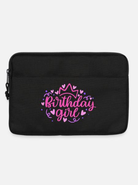 Birthday Girlie mit Krone Herzchen Konfetti - Laptoptasche 13" - Schwarz