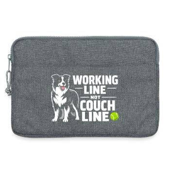 Arbeitslinie statt Sofa | Border Collie - Laptoptasche 13" - Grau meliert - Vorne