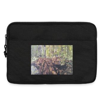 Logs in the forest – an impressionistic landscape - Laptop bag 13" - black - Front