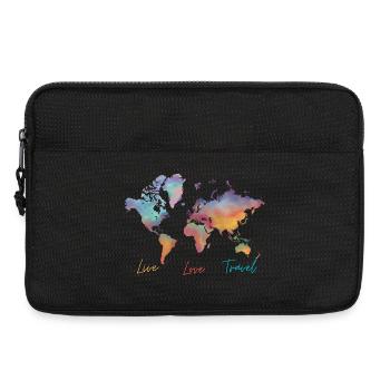 Live Love Travel, world map - Laptop bag 13" - black - Front