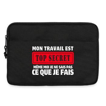 travail, travail humour, top secret - Sacoche pour ordinateur portable 13 pouces - noir - Devant