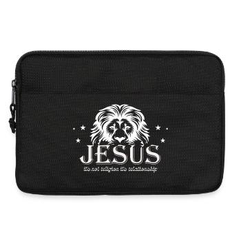 Löwenkopf mit Jesus Schrift - Laptoptasche 13" - Schwarz - Vorne